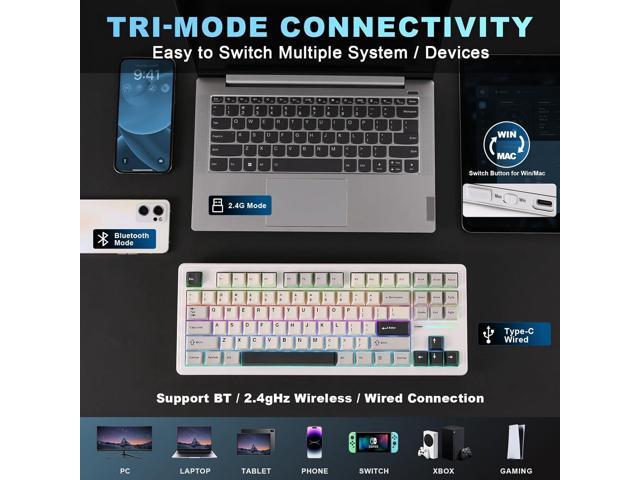 YUNZII YZ87 Gasket Mechanical Keyboard,TKL Wireless Hot Swappable with 5-Layer Padding, BT5.0/2.4G/USB-C NKRO RGB Backlit for Win/Mac(White, Milk...