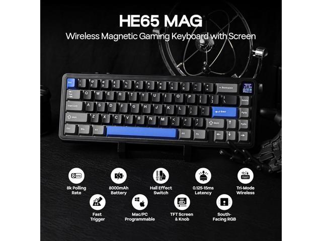 EPOMAKER HE65 Mag Wireless Magnetic Keyboard with Knob and Screen, 8K Polling Rate in 2.4Ghz and Wired, Actuation-Adjustable Hall Effect Switch,...