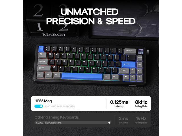 EPOMAKER HE65 Mag Wireless Magnetic Keyboard with Knob and Screen, 8K Polling Rate in 2.4Ghz and Wired, Actuation-Adjustable Hall Effect Switch,...