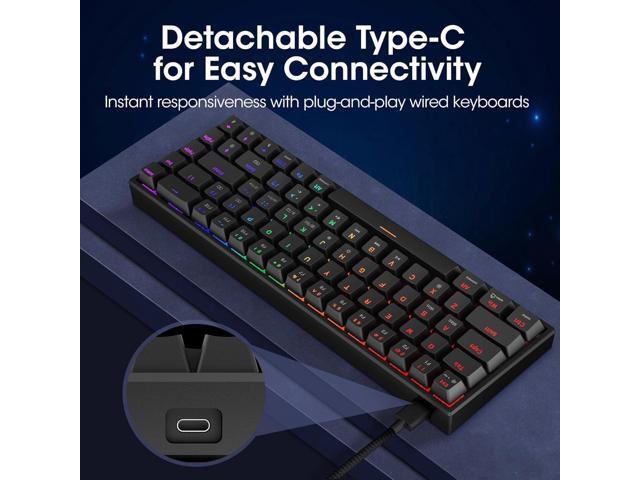 KOORUI 60% Mechanical Gaming Keyboard, Mixed Colors LED Backlit Ultra-Compact 68 Keys, Mini Wired Keyboard with Blue Switch for Windows Laptop...