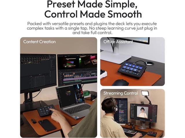 ULANZI D200H 7-in-1 Hub Deck Studio Stream Controller Shortcut Keyboard, LCD Customizable Macro Keys Programmable Keypad Soundboard to Control Apps...