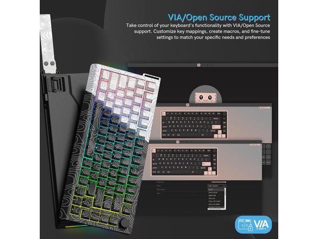 Womier 75% Percent Keyboard Wireless with Topographic Strap,QMK/VIA Creamy Mechanical Keyboard Gaming, RGB Custom Hot Swappable Key Board, PBT...