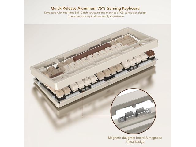 Womier RD75 Pro 75% Wireless Gaming Keyboard, Quick Release Aluminum Keyboard, QMK/VIA Tri-Mode Mechanical Key Board Custom Hot Swappable with RGB...