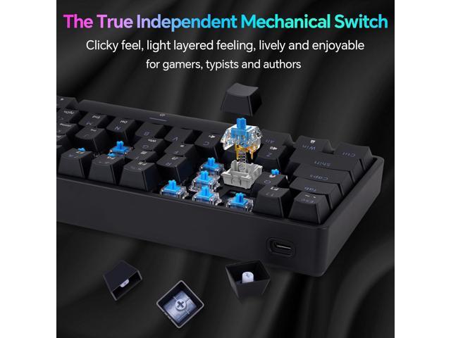 Mechanical 60% Gaming RGB Keyboard 61 Keys Wired USB DIY Customize Backlight Macro keypad Ultra-Compact Blue Switches Compatible with Windows Mac...