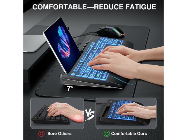 Wired Keyboard Mouse Combo - Large Print Backlit, Ergonomic Wrist Rest, 6 DPI RGB for PC/Windows - Ideal for Seniors, Students, Office and Home...