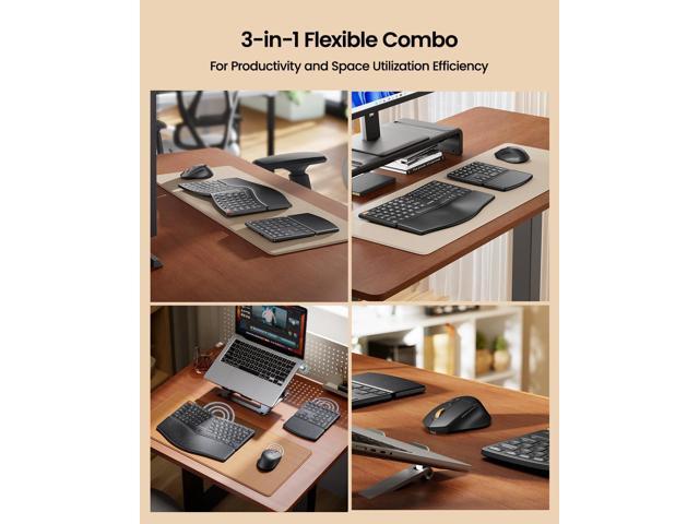 ProtoArc Ergonomic Keyboard Mouse, EKM04 2.4GHz Wireless Ergo Keyboard Mouse Combo with Separate Numeric Keypad, Split Design, Hard Wrist Rest,...