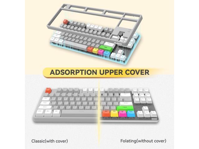 MAGIC-REFINER AK873 75% Wired Mechanical Gaming Keyboard with red Switch,Hot-Swappable Keyboard with 8Pcs DIY Sublimation Color keycaps,Mixed...