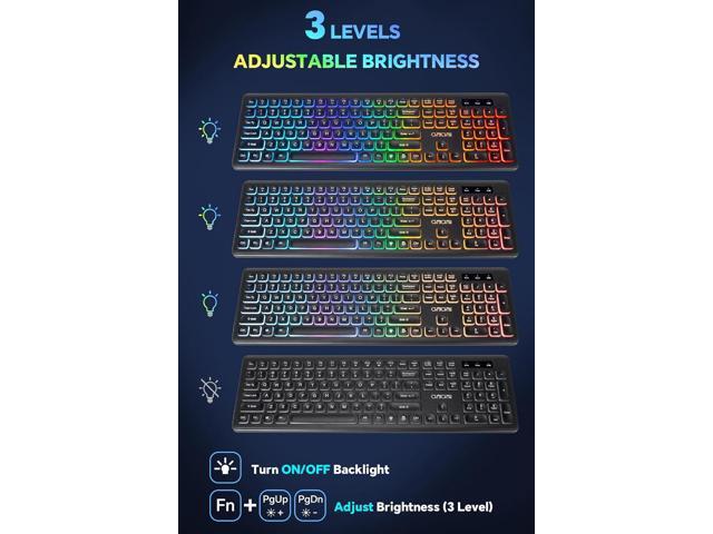 Wireless Keyboard and Mouse CHONCHOW Rechargeable LED Combo RGB Backlit Keypad Silent USB 2.4g Mini Mice Big Battery for Work Gaming Compatible...
