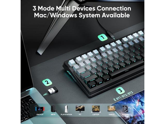 RedThunder K95 Wireless Mechanical Keyboard,TFT Screen & Knob, Trip-Modes Connection, Gasket Custom Hot-Swap Keyboard, RGB Backlit, Pre-lubed...