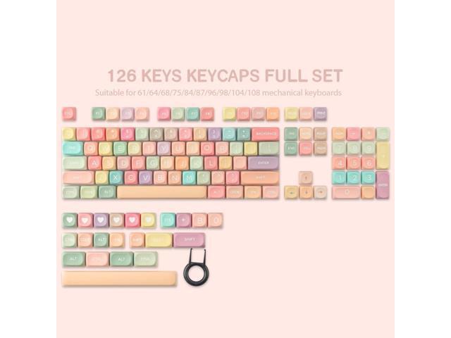 PBT Keycaps 126 Keys MOA Profile Cute Keycap Dye-Sublimation Rainbow Candy Keycaps Set Custom Keycap for Cherry Gateron MX Swithes Mechanical...