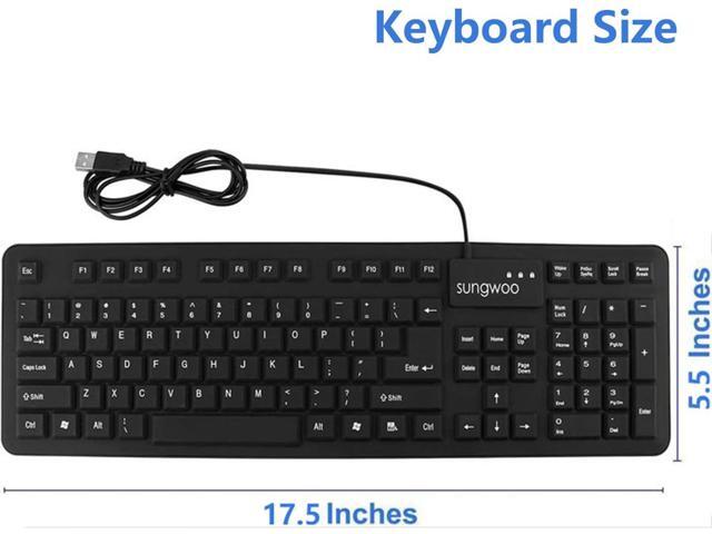 Sungwoo Foldable Silicone USB Wired Standard Waterproof Rollup Keyboard for PC Notebook Laptop, Full Size (Black)