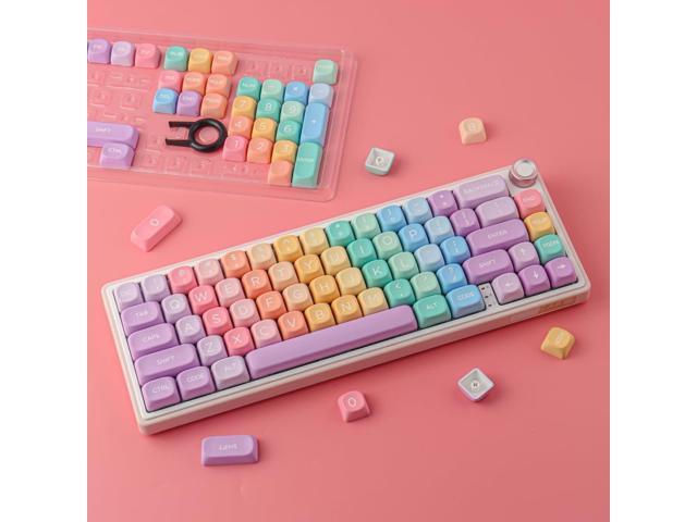 Tsungup MOA Profile Keycaps,PBT Cute Rainbow Candy Keycaps 126 Keys Dye-Sublimation Custom Keycap Set with Keycap Puller for Cherry Gateron MX...