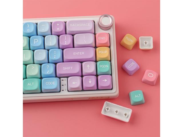 Tsungup MOA Profile Keycaps,PBT Cute Rainbow Candy Keycaps 126 Keys Dye-Sublimation Custom Keycap Set with Keycap Puller for Cherry Gateron MX...