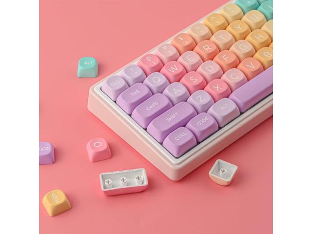Tsungup MOA Profile Keycaps,PBT Cute Rainbow Candy Keycaps 126 Keys Dye-Sublimation Custom Keycap Set with Keycap Puller for Cherry Gateron MX...