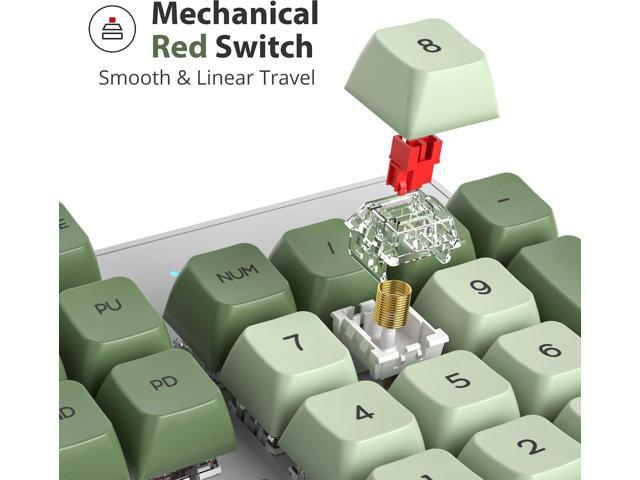 Fogruaden Mechanical Keyboard, Green Matcha, Wired USB 104 Key RGB Backlit Gaming Keyboard with Number Pad, Red Switches, NKRO for Windows Laptop...