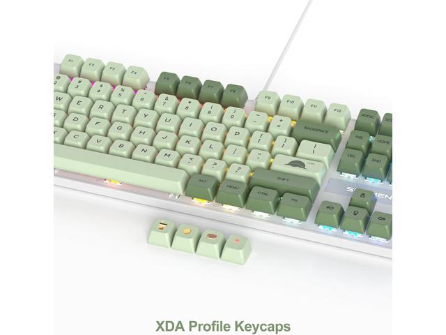 Fogruaden Mechanical Keyboard, Green Matcha, Wired USB 104 Key RGB Backlit Gaming Keyboard with Number Pad, Red Switches, NKRO for Windows Laptop...
