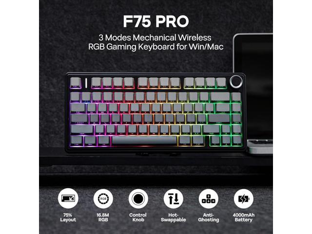 MechLands Aula F75 PRO 75% Wireless Gaming Keyboard, Gasket Mechanical Custom Keyboard with Five-Layer Padding, BT/2.4GHz/USB-C, Hot Swappable,...