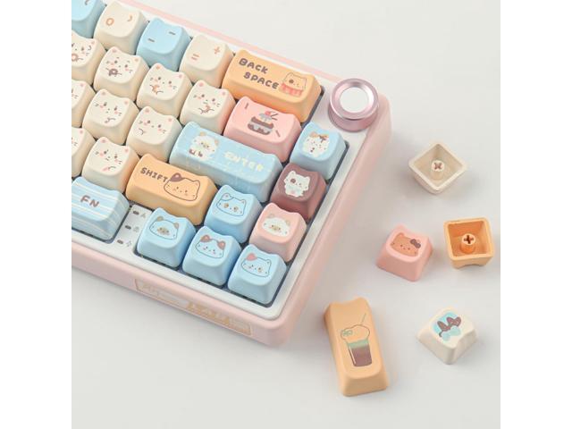 PBT Keycaps 142 Keys Cute Keycaps Dye-Sublimation Sea Salt Cat Keycap Mao Profile Custom Keycap for Cherry Gateron MX Swithes Mechanical Keyboards