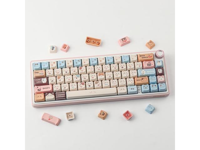 PBT Keycaps 142 Keys Cute Keycaps Dye-Sublimation Sea Salt Cat Keycap Mao Profile Custom Keycap for Cherry Gateron MX Swithes Mechanical Keyboards