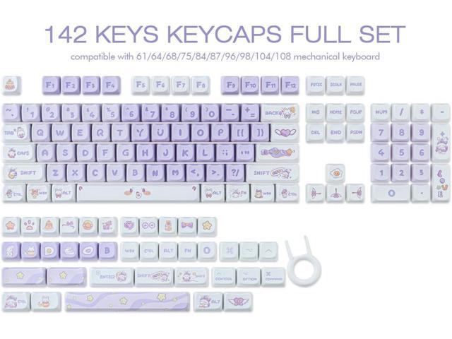 PBT Keycaps 142 Keys Purple Dream Bunny Keycap Dye-Sublimation Cute Keycap Mao Profile Cat Shape Custom Keycaps for Cherry Gateron MX Swithes...
