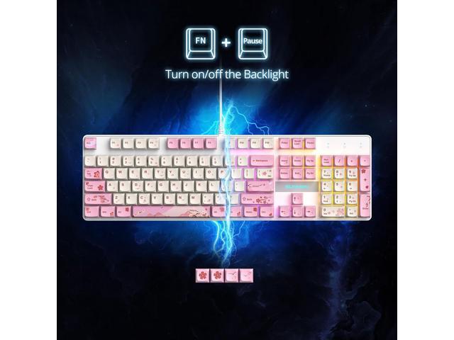 surmen Full Size Pink Keyboard with Number Pad, 104 Keys RGB Wired Mechanical Gaming Keyboard Backlit with PBT Keycaps Linear Red Switch for Laptop...