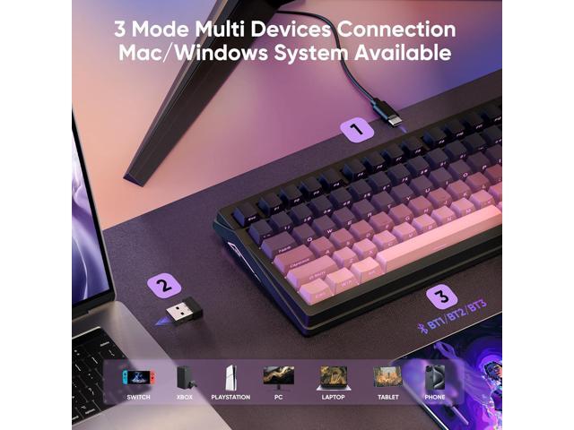 RedThunder K95 Wireless Mechanical Keyboard,TFT Screen & Knob, Trip-Modes Connection, Gasket Custom Hot-Swap Keyboard, RGB Backlit, Pre-lubed...
