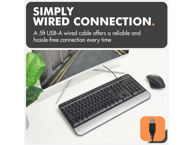 X9 Wired Keyboard - Comfortable Typing - Ergonomic Full Size USB Keyboard with Wrist Rest, Number Pad, Multimedia and 114 Keys - External Computer...
