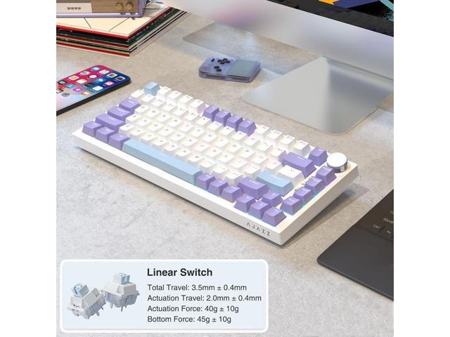 AJAZZ AK820 75% Wired RGB Gasket Mechanical Keyboard with Volume Knob, Compact 82 Keys Hot-Swap Keyboard, OME Profile PBT Keycap, Detachable Type-C...