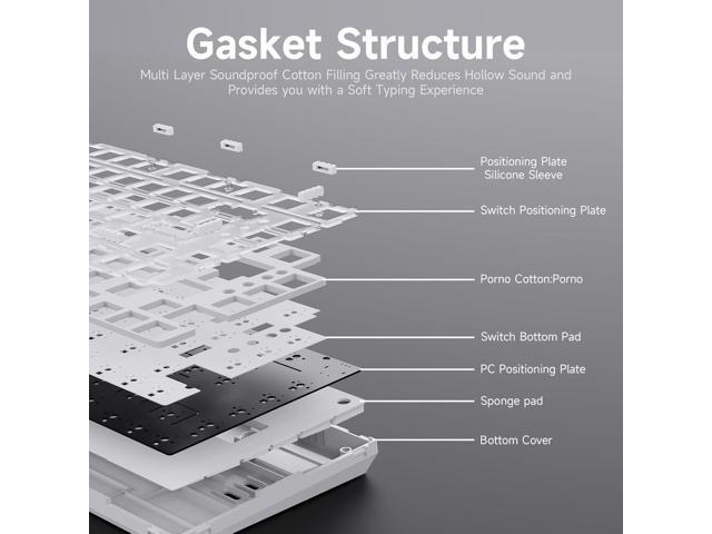 Ajazz AK820 75% Wired Gasket Mechanical Gaming Keyboard with Volume Knob - South Facing LED - Poron Foam - PBT Keycaps - Programmable RGB Hot Swap...