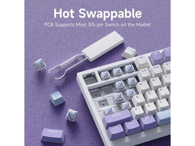Ajazz AK820 75% Wired Gasket Mechanical Gaming Keyboard with Volume Knob - South Facing LED - Poron Foam - PBT Keycaps - Programmable RGB Hot Swap...