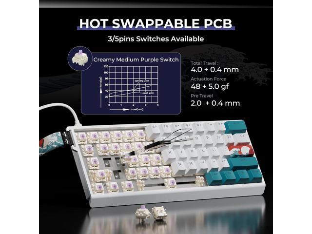 HITIME x XVX 60% Percent Keyboard with Strap, H61 Wired Aluminum Gaming Keyboard, Hot Swappable, Kanagawa Anime PBT Keycaps, RGB Backlit, Cherry...