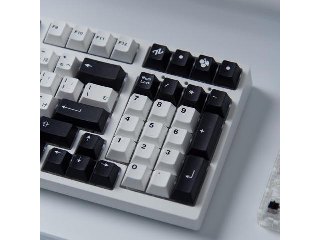 133 Keys Japanese Keycap Cherry Profile Dye Sub PBT Black and White Keycaps Set Fit for 61/64/87/104/108 Cherry Mx Switches Mechanical Keyboard