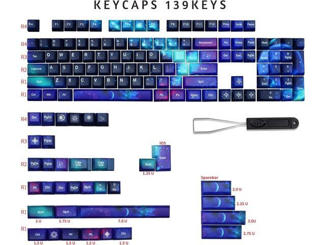 MOLGRIA Keycaps Starry Sky 139 Set for Mechanical Keyboard, Custom PBT KCA Profile Key Caps with Keycap Puller for Kailh Cherry MX Switch for ANSI...