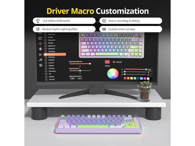 surmen M75 75% Wireless Creamy Keyboard with Gasket, Pre-lubed Triple Mode Bluetooth Mechanical Gaming Keyboard BT5.0/2.4Ghz/USB with Sound...