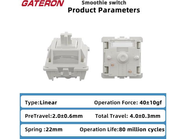 Gateron Smoothie Linear Keyboard Switch,5-pin 40gf 22mm Dual-Stage Spring Pre-lubed Full POM Key Switches for Mechanical Gaming Keyboard(Smoothie...
