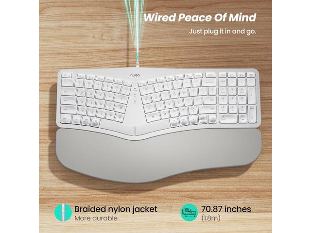 Nulea RT05C Wired Ergonomic Keyboard, Split Keyboard with Cushioned Wrist Rest, Adjustable Tilt Legs, Plug and Play, USB Corded, Compatible with...