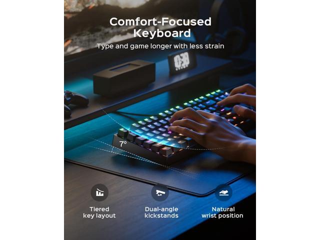 Mechanical Gaming Keyboard with Blue Switch, 104-Key Full Size RGB Backlit Wired Keyboard11 Modes, Anti-Ghosting, Double-Shot ABS Keycaps, Lighted...