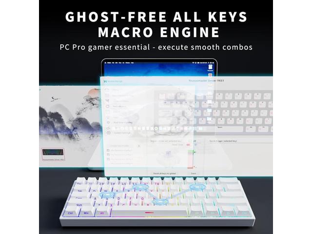 Mini 60% Mechanical Gaming Keyboard Wired, YK61 Hall Effect Magnetic Switch, Adjustable Actuation Rapid Trigger Mode, 8K Hz Polling Rate, Hot-Swap,...