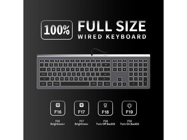 USB Wired Keyboard for Mac with White Backlight, Compatible with Mac mini, iMac, MacBook, Plug and Play Full-Sized Keyboard for Office, Home Use