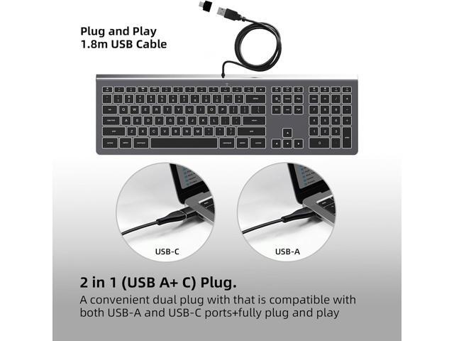 USB Wired Keyboard for Mac with White Backlight, Compatible with Mac mini, iMac, MacBook, Plug and Play Full-Sized Keyboard for Office, Home Use