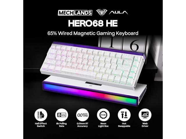 MechLands Aula Hero68 HE Wired Magnetic Gaming Keyboard, Rapid Hall Effect Keyboard with 0.01mm Adjustable Actuation, 8kHz Polling, 5-Layer Sound...
