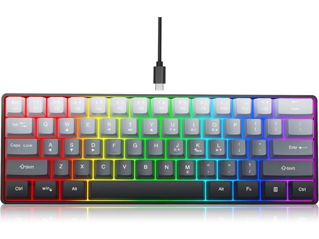 Snpurdiri 60% Wired Gaming Keyboard, 61 Keys RGB Backlit Ultra-Compact Small Gaming Keyboard, for PC/Mac Gamer, Typist, Travel, Easy to Carry on...