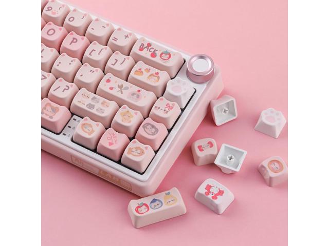 PBT Keycaps 140 Keys Pink Meow Meow Cat Keycaps Dye-Sublimation Cute Keycap Mao Profile Custom Keycap for Cherry Gateron MX Swithes Mechanical...