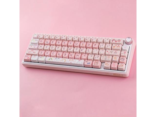 PBT Keycaps 140 Keys Pink Meow Meow Cat Keycaps Dye-Sublimation Cute Keycap Mao Profile Custom Keycap for Cherry Gateron MX Swithes Mechanical...