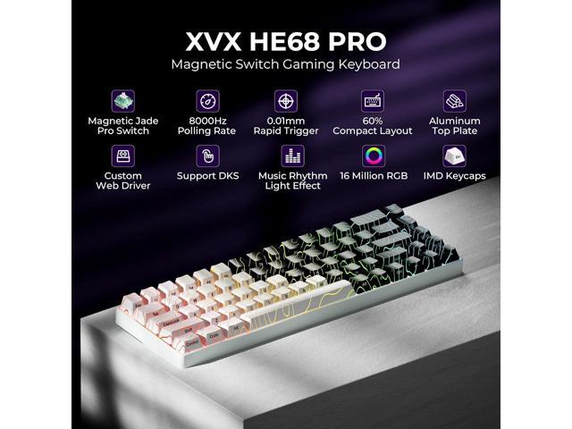 x XVX HE68 Pro Rapid Trigger Keyboard 60% Percent,Hall Effect Keyboard with Gateron Magnetic Jade Pro Switch,CNC Aluminum Frame Topographic Custom...