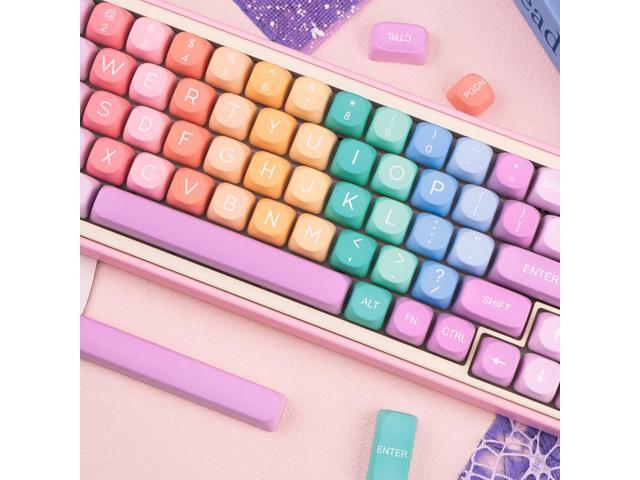 Cute PBT Keycaps 126 Keys MOA Profile Custom Keycaps Dye Sublimation Rainbow Candy Keycap Colorful Key caps Set for Cherry Gateron MX Swithes...