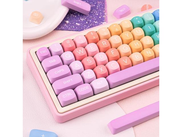 Cute PBT Keycaps 126 Keys MOA Profile Custom Keycaps Dye Sublimation Rainbow Candy Keycap Colorful Key caps Set for Cherry Gateron MX Swithes...