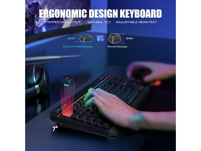 RedThunder K20 TKL Wireless Keyboard and Mouse Combo, Adjustable RGB Backlit Rechargeable Battery, Compact Layout Keyboard with Dedicated...