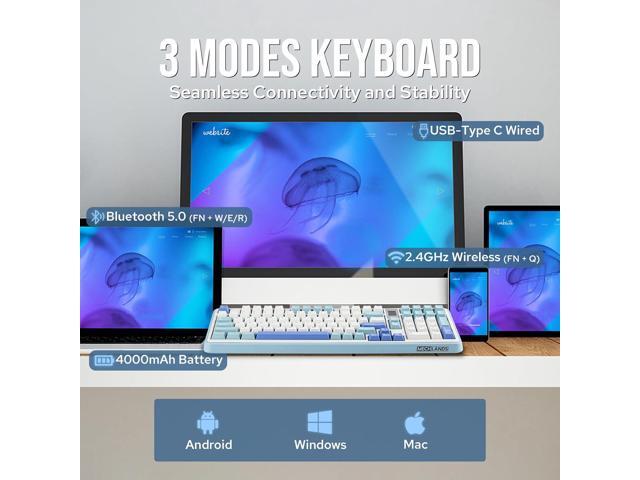 Vibe99 Wireless Gaming Keyboard with 1.06'' Screen, 96% Hot Swappable Creamy Mechanical Keyboard with Gasket Structure, BT5.0/2.4GHz/USB-C, 5-Layer...
