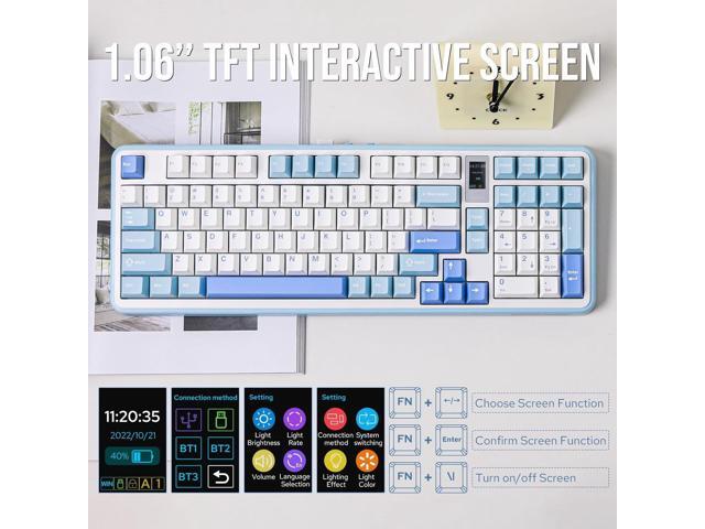 Vibe99 Wireless Gaming Keyboard with 1.06'' Screen, 96% Hot Swappable Creamy Mechanical Keyboard with Gasket Structure, BT5.0/2.4GHz/USB-C, 5-Layer...